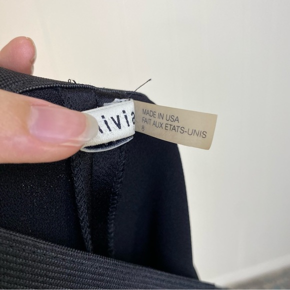 Alice + Olivia Black Wide Leg Dress Pants Size 8 Satin Stretch Waist Altered * - Picture 11 of 15